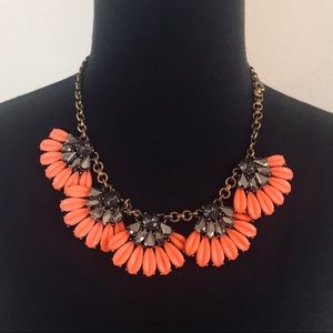 J.Crew coral and black statement necklace